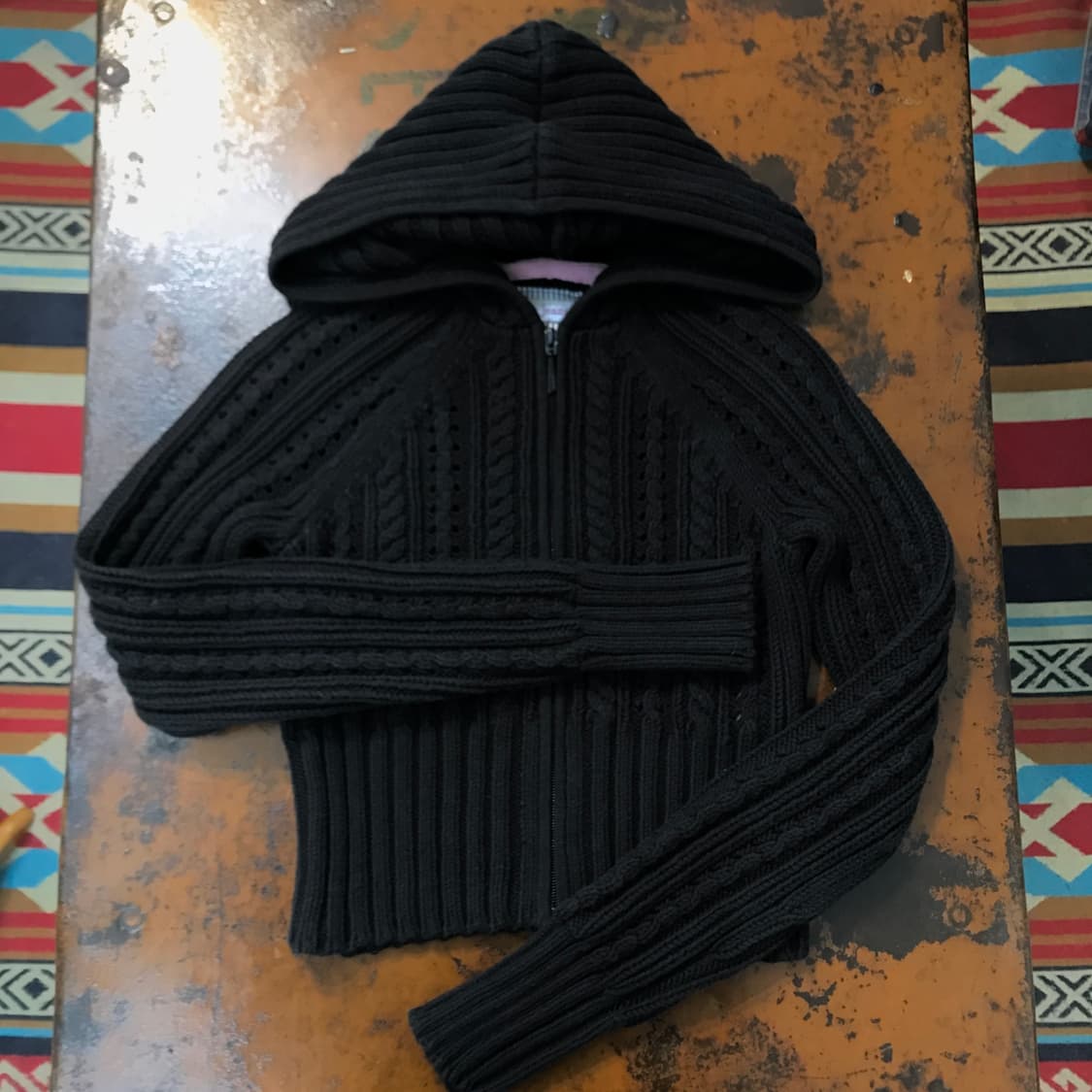 타미 진스 블랙 코튼 케이블 크롭 후드집업 여성 44 55 사이즈 상품이미지1