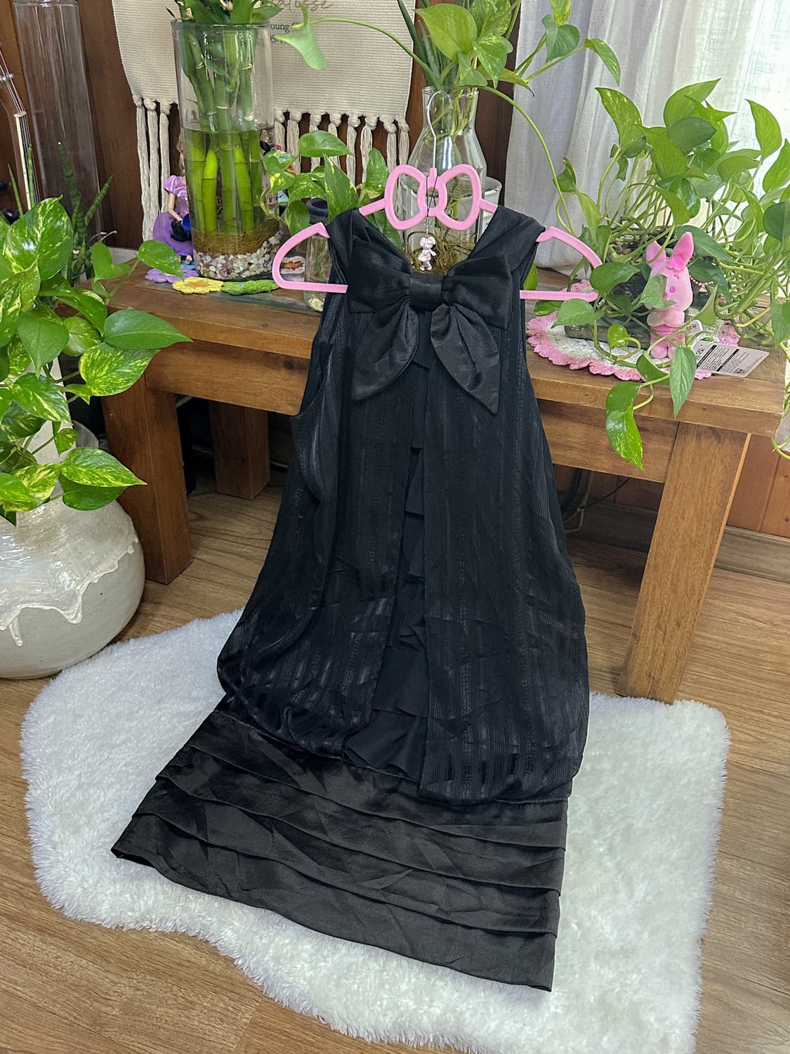 빈티지 블랙 리본 러플 원피스 히메갸루 로걀 모리걸 펑크 긱시크 고딕 상품이미지1