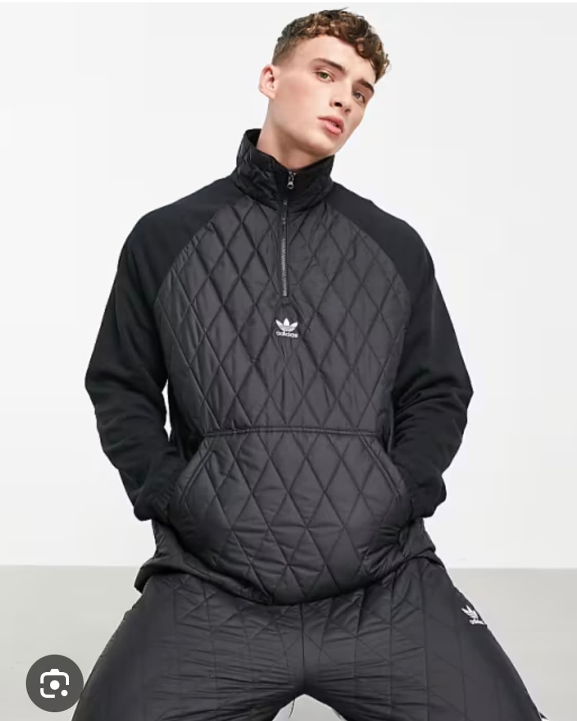 아디다스 퀼팅 하프집업   누빔 긴팔 라지 블랙 상품이미지1