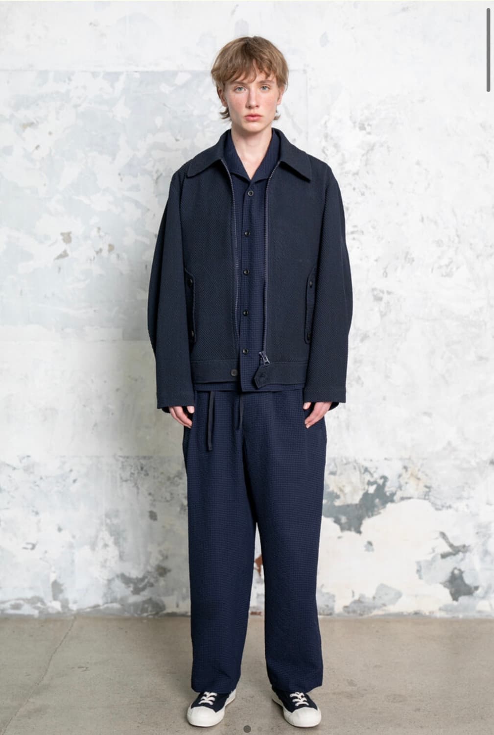 NAVY STRETCHED TWILL HARRINGTON JACKET  상품이미지2