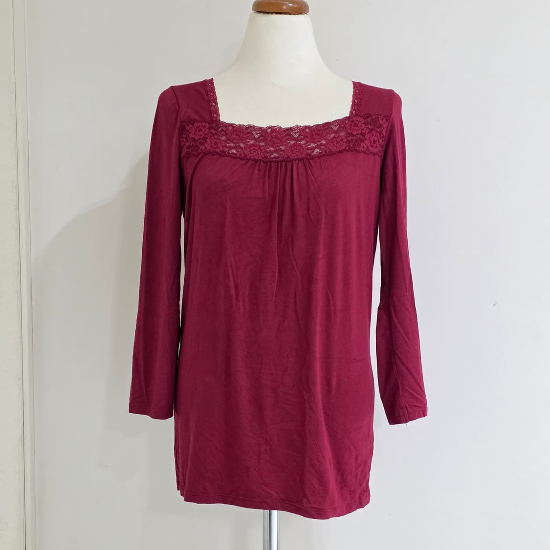 레드 버건디 고딕 레이스st 슬리브 긴팔티셔츠 상품이미지3