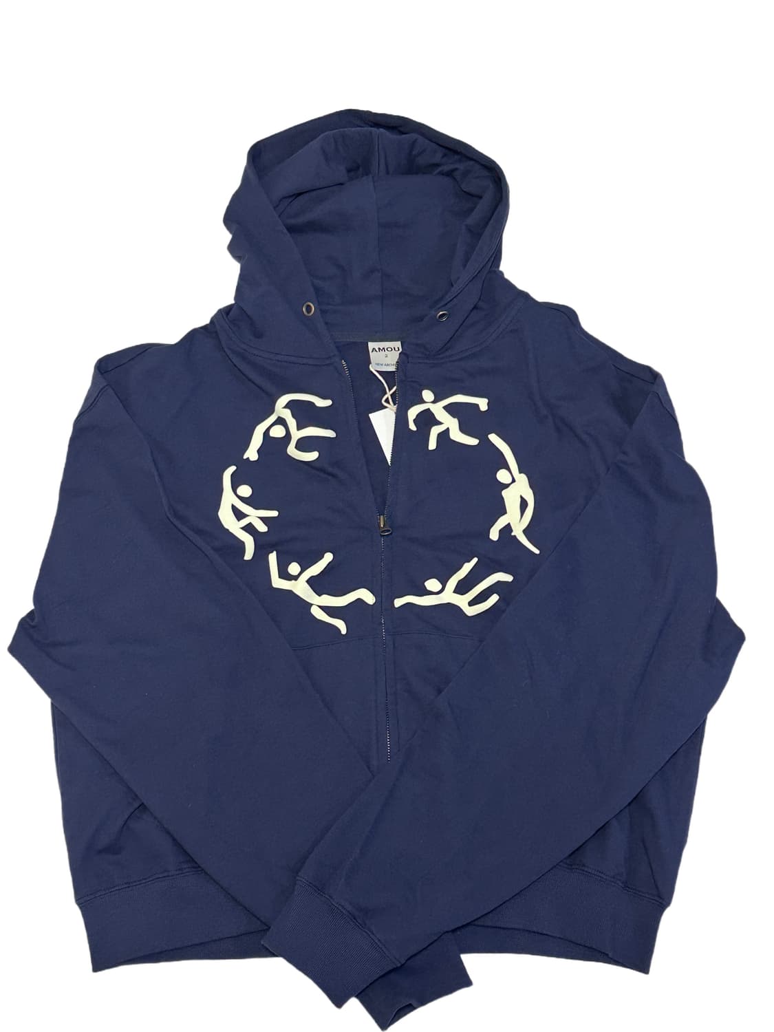 (새상품)아모우 댄싱 서클 크롭 후드집업 네이비  상품이미지1