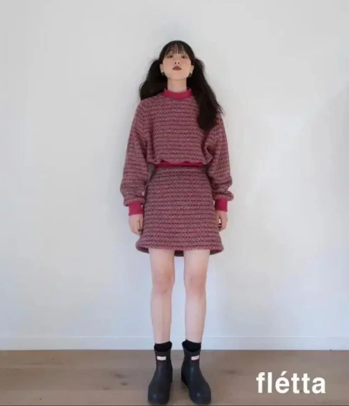 플레따 자카드 핑크 셋업 S 상품이미지3