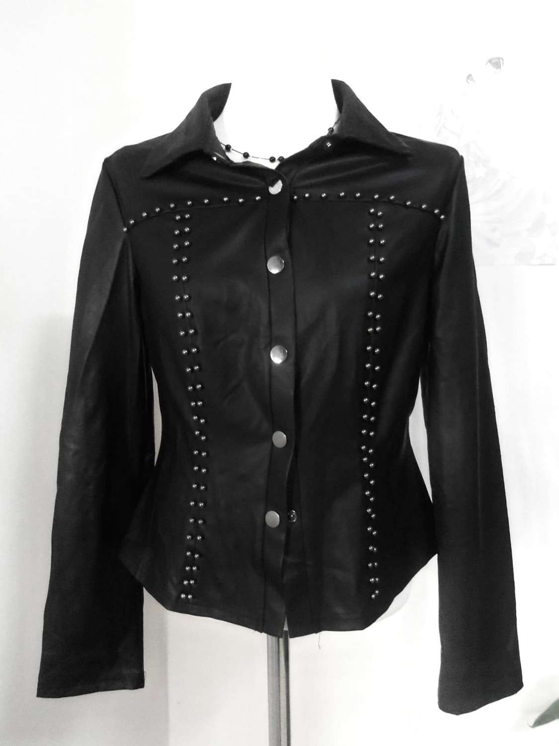 Studded Black Leather Shirt 상품이미지2