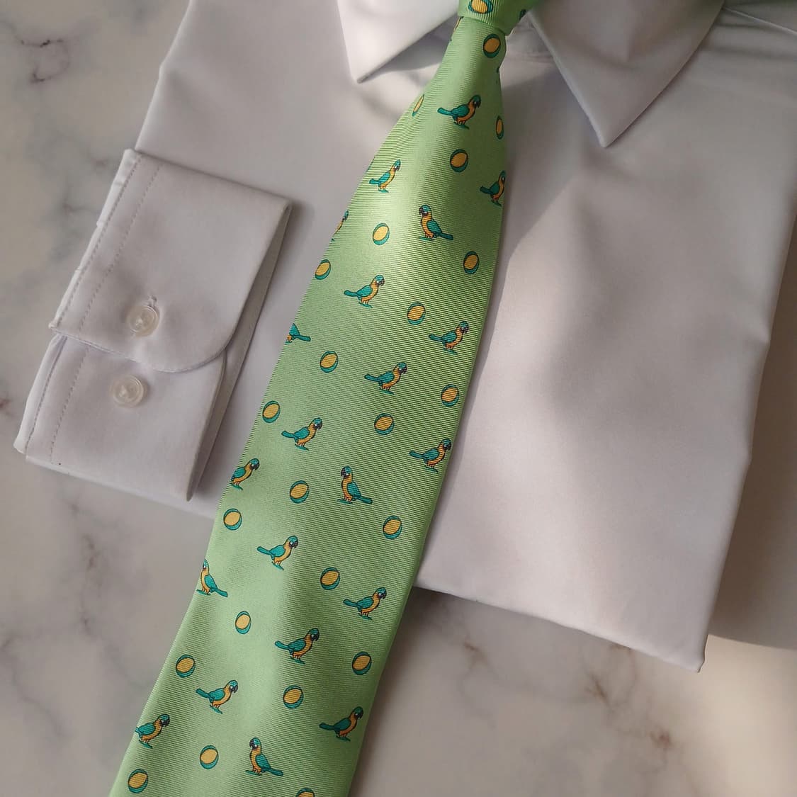 크리지아 실크 민트 앵무새 모티브 넥타이 9.3cm 새상품 A18906
 상품이미지4