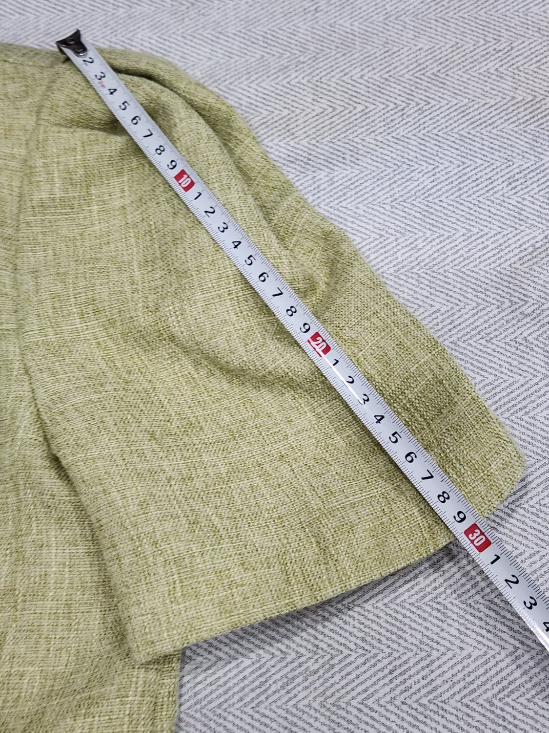 [F] 트위드 퍼프소매 반팔 여름 자켓 연그린 상품이미지9