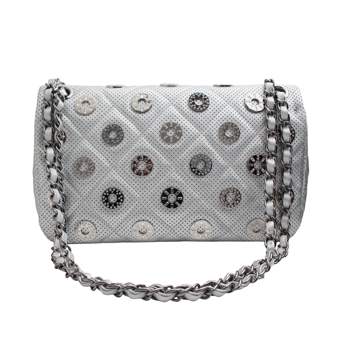 샤넬 메탈릭 실버 퍼포 참장식 은장 숄더백 (20번대) 상품이미지3