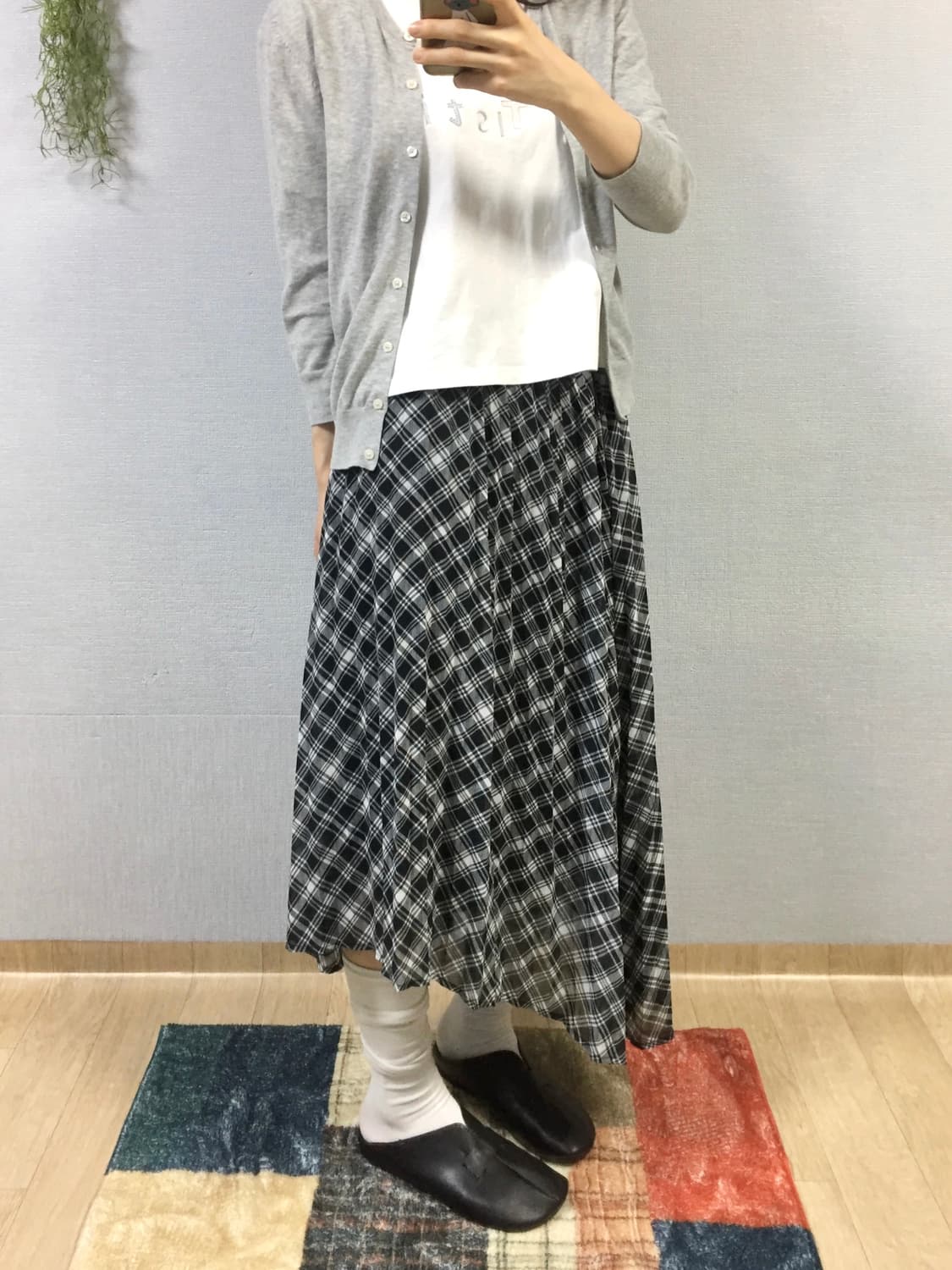 GU unbalance check skirt  상품이미지2