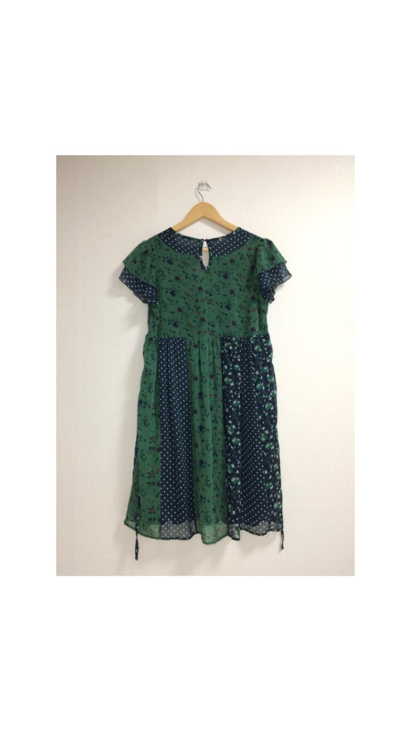 빈티지 그린 플라워 에스닉 패치 반팔 원피스 상품이미지4