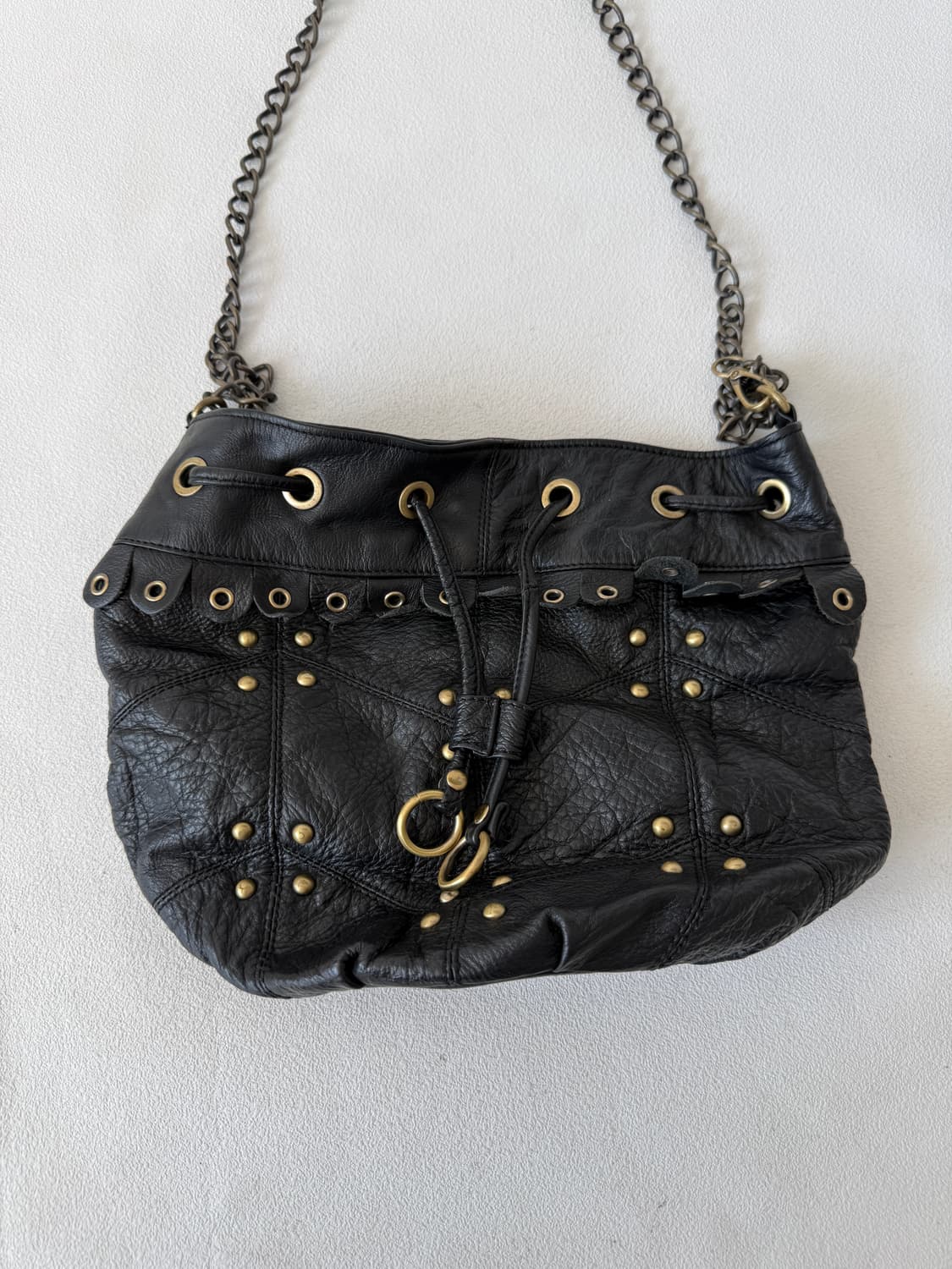 Pre owned 레더 체인 버킷백 상품이미지3