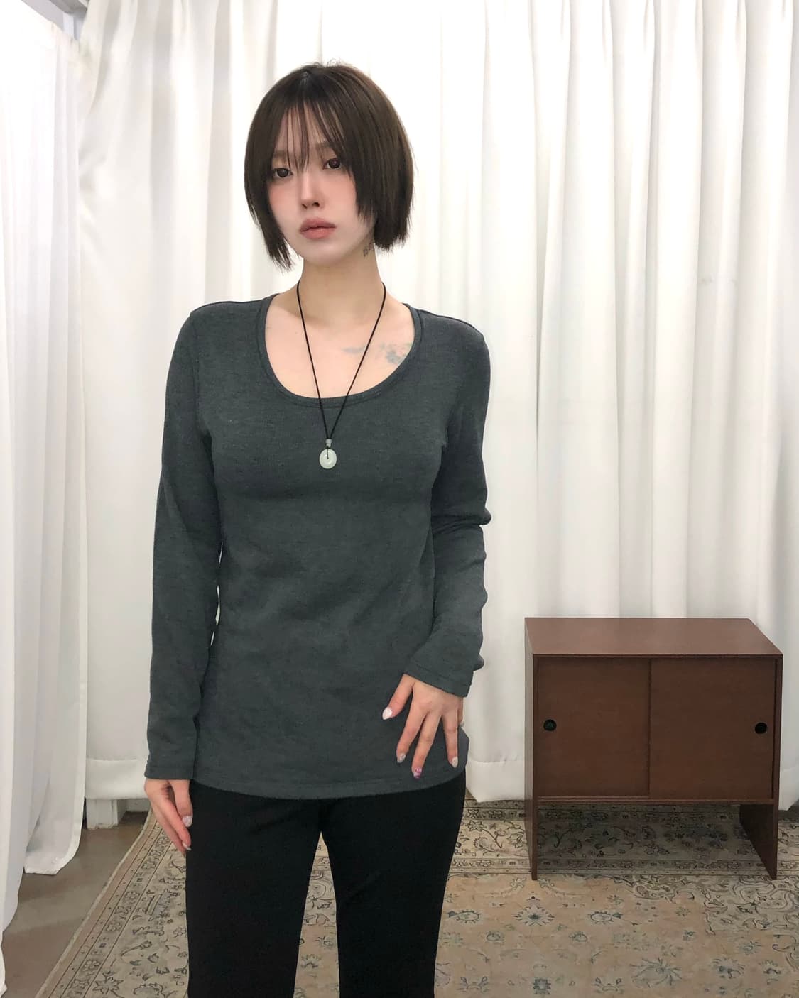 그레이 슬림핏 슬리브 상품이미지1