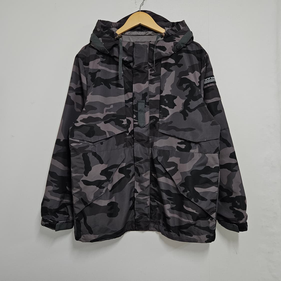 L 100 블랙 카모 밀리터리 후드 바람막이 상품이미지2