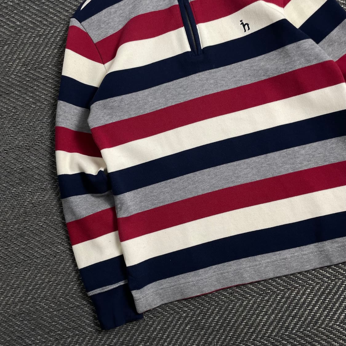 Hazzys 스트라이프 니트 카라 긴팔 반집업 티셔츠y 5000 상품이미지4