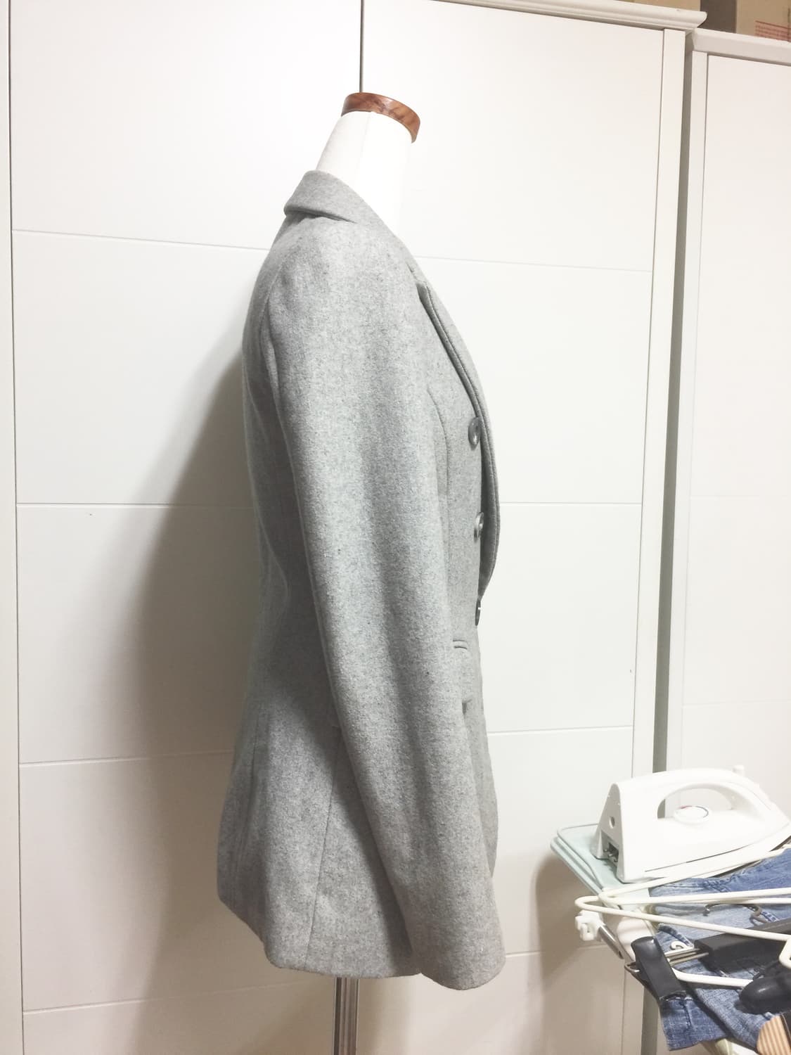 44~55 연그레이 더블 모직 자켓 상품이미지5