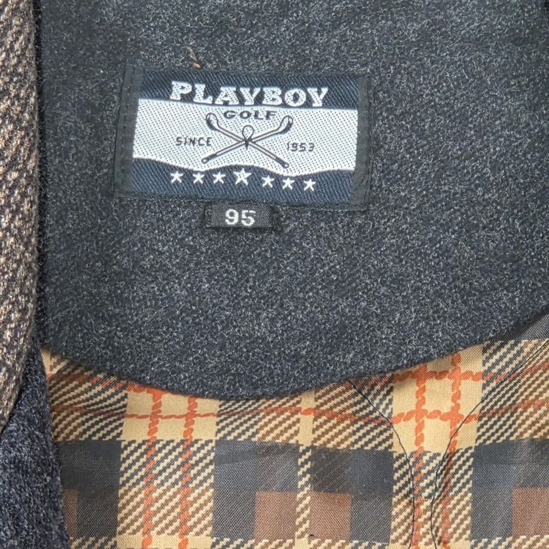 플레이보이 골프 빈티지 울 체크 블루종 자켓 M 상품이미지7