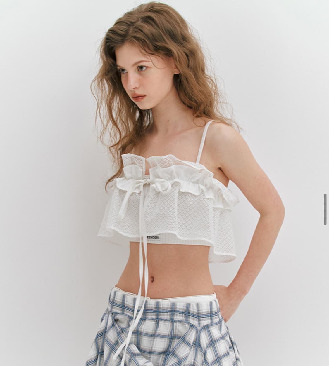 민더리 레이스 셔링 스커트 화이트 상품이미지3