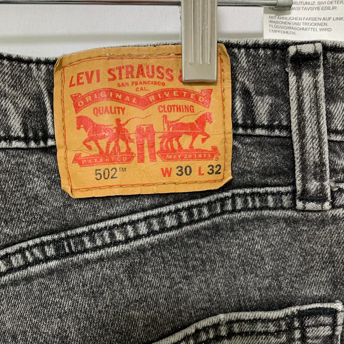 리바이스 502 빈티지 워싱 블랙 흑청 데님 팬츠 30인치 남녀공용 상품이미지5
