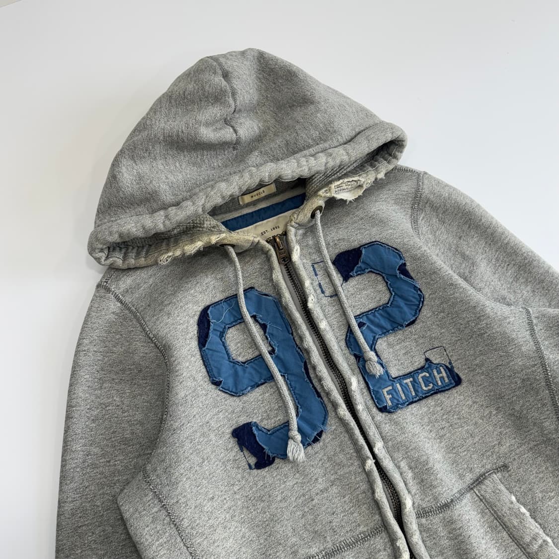 Abercrombie 아베크롬비 그런지 로고 그레이 후드집업 상품이미지4