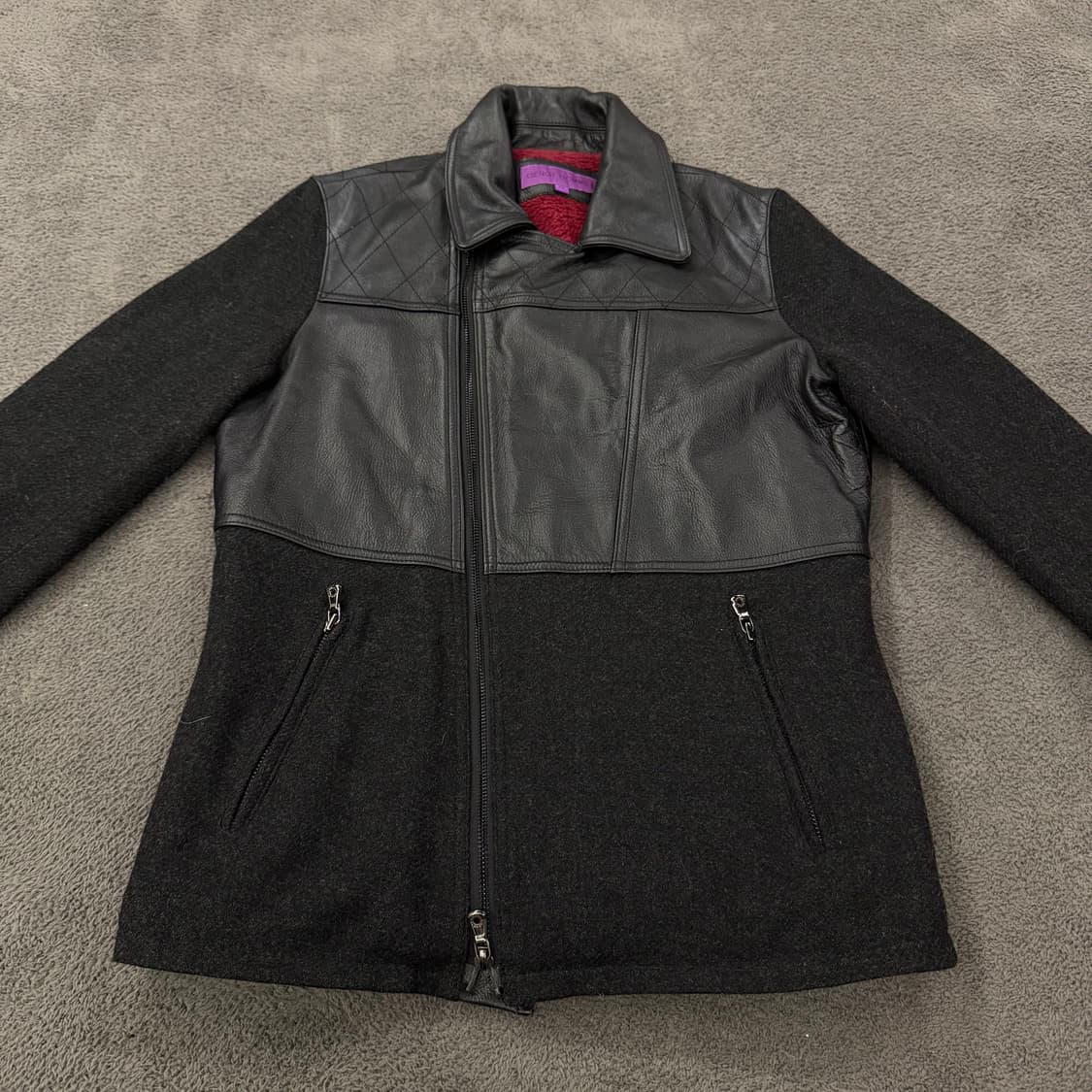 [정품/48] GENGY HOMME 소가죽 배색 캐시미어 자켓 상품이미지2