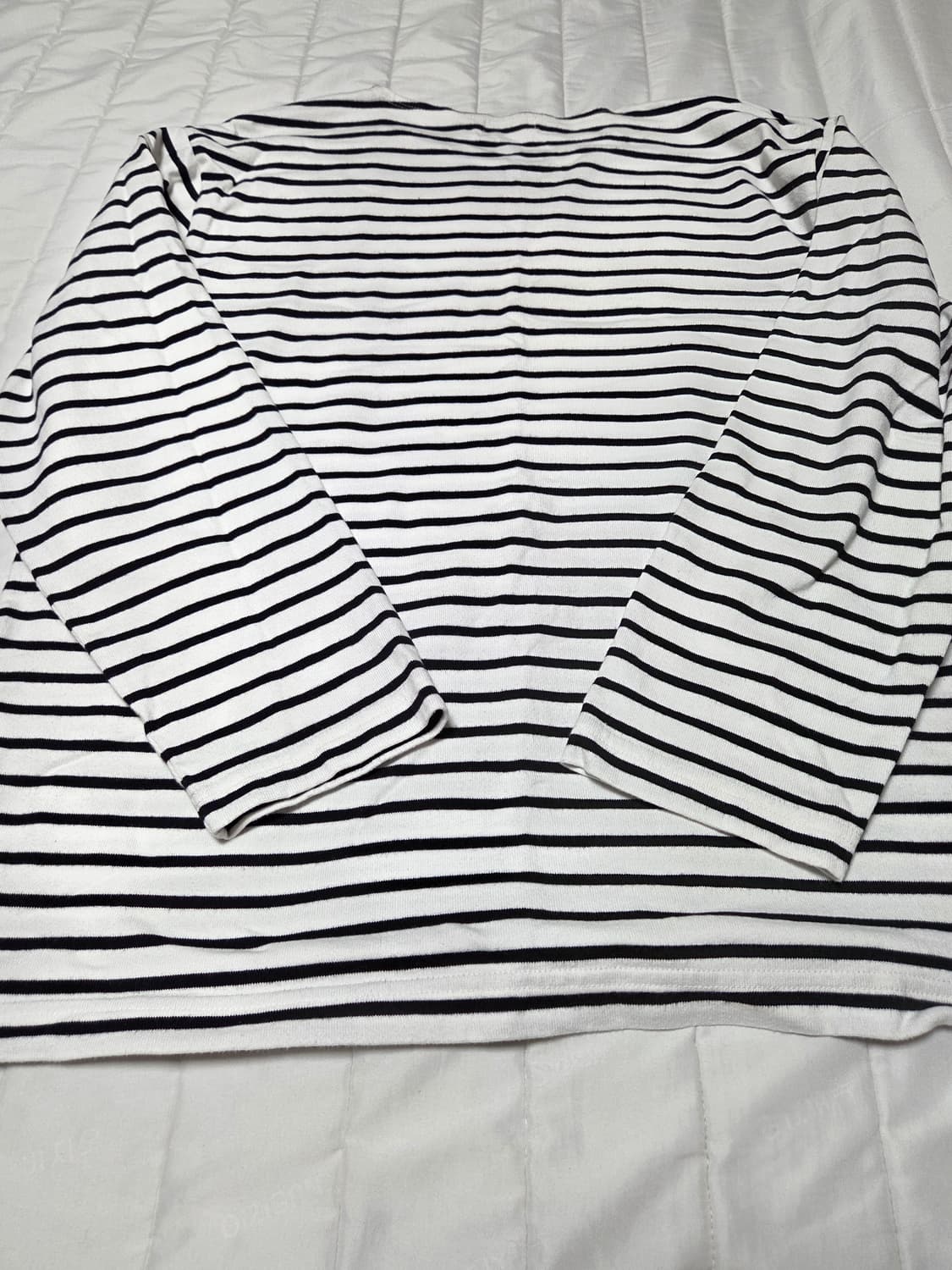 [xl]무탠다드 스트라이프 스트라이프 보트 넥  아이보리블랙 1회착 상품이미지5