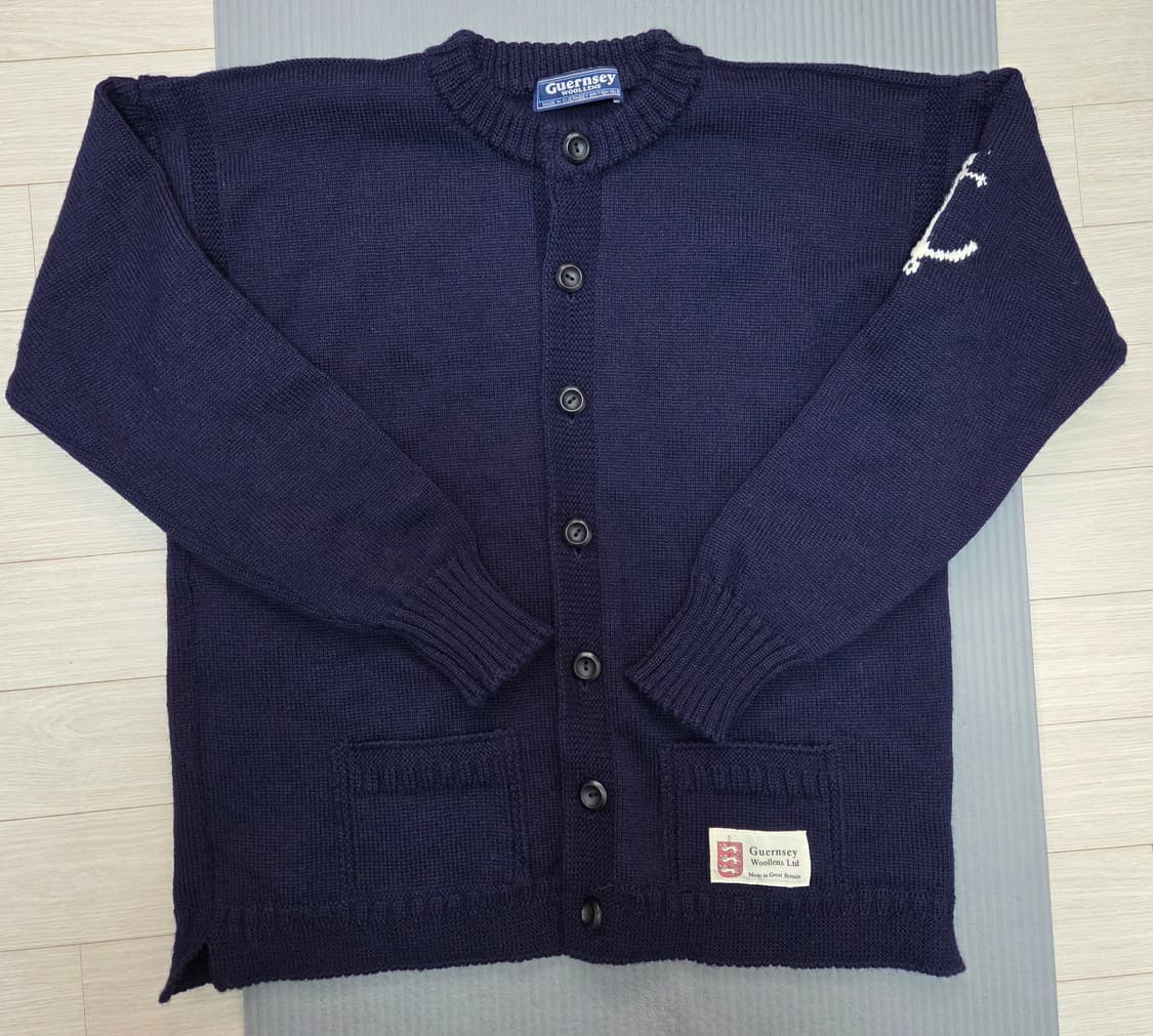 100%영국울 건지울른스 피셔맨 홀가먼트가디건 네이비44(105)XL판매 상품이미지2