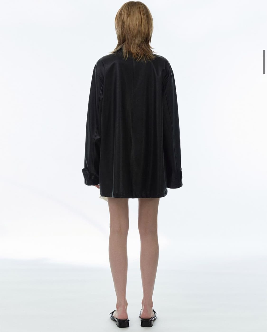 밀로우먼 비건 레더 카 코트 [블랙] 상품이미지4