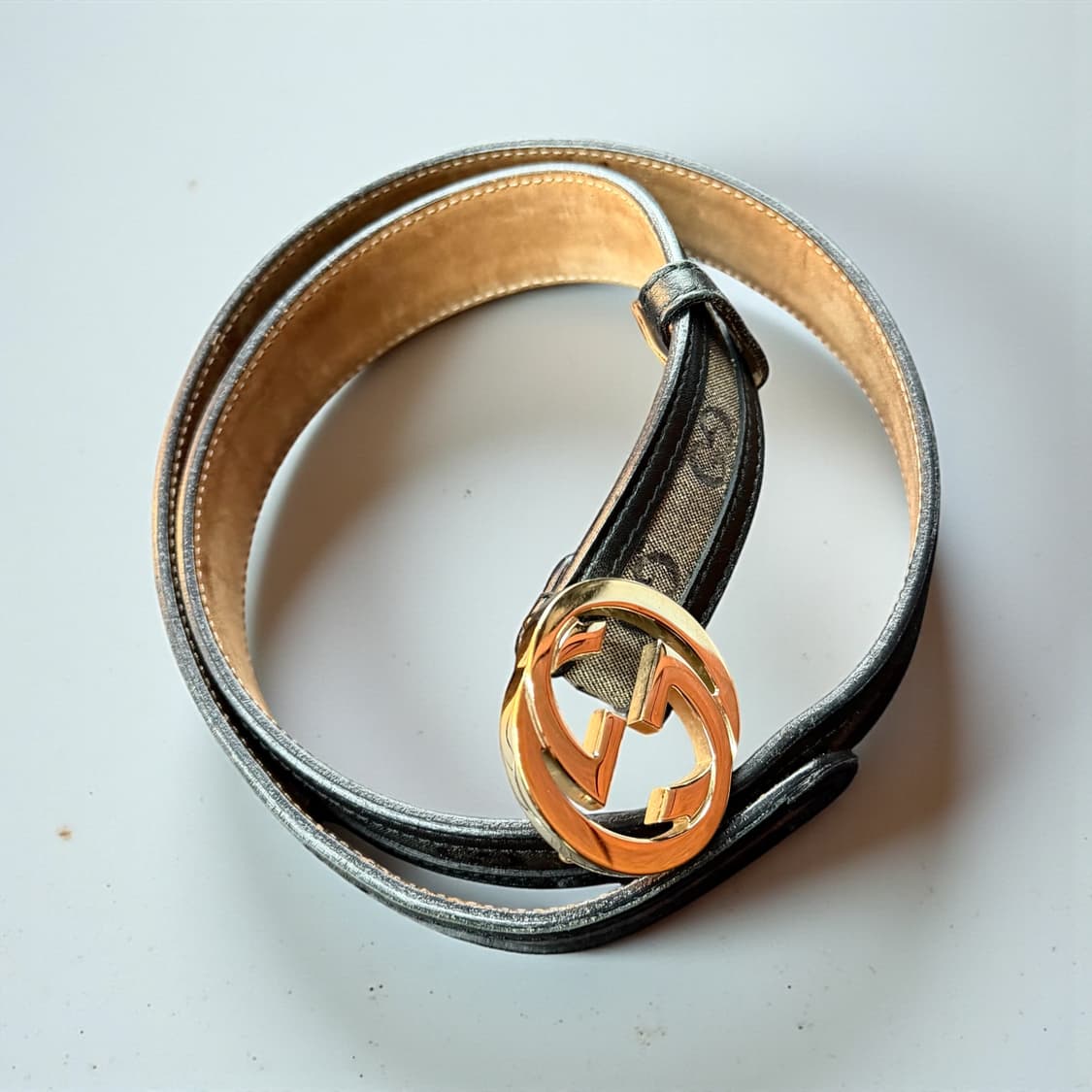 구찌 GG로고 자가드 금장 벨트 상품이미지4