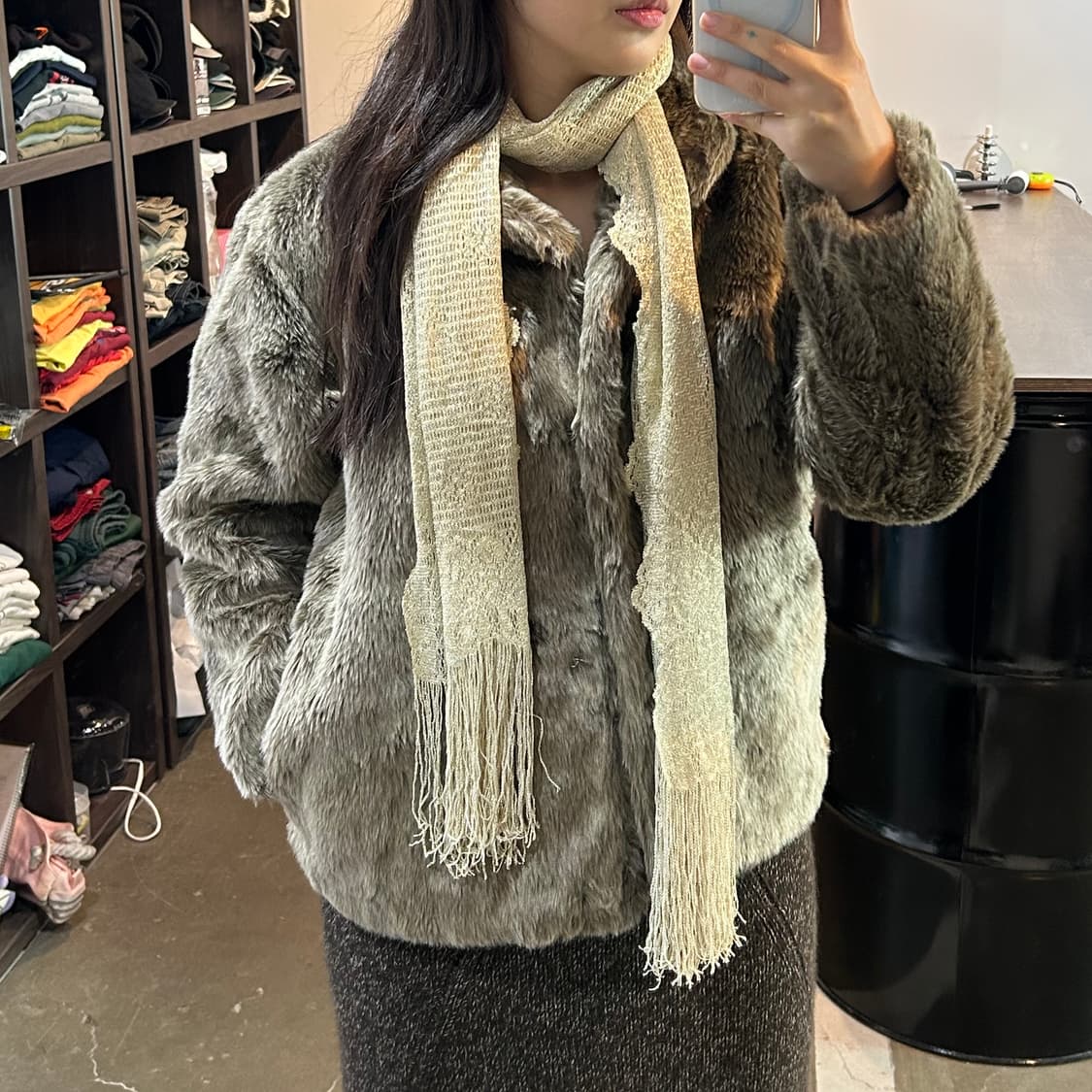 베이지 글리터 머플러 상품이미지5