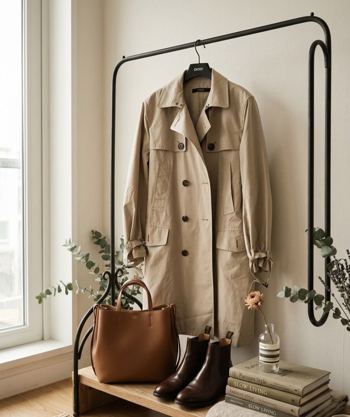 정품 DKNY 더블 버튼 트렌치코트 (베이지/상태최상) 상품이미지1