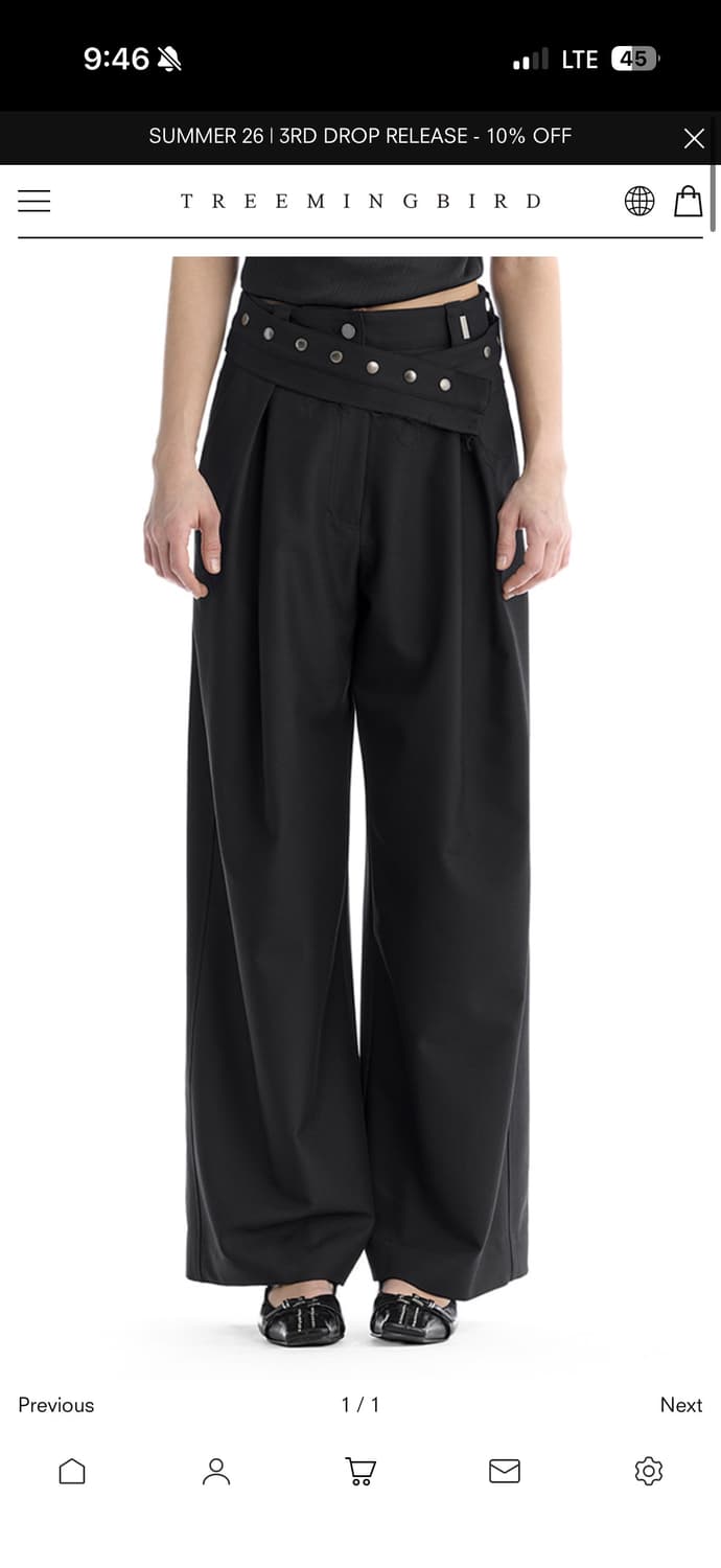 트리밍버드 Removable Snap Belt Pleated Pants  상품이미지1