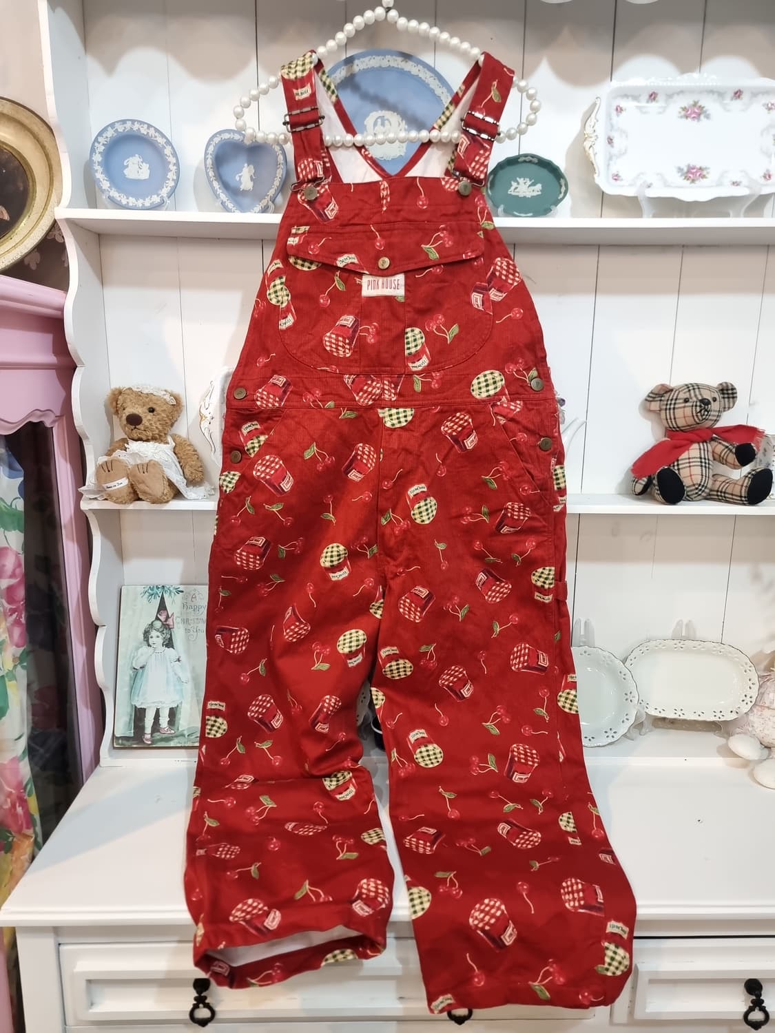 핑크하우스 레드 체리 멜빵바지 상품이미지1