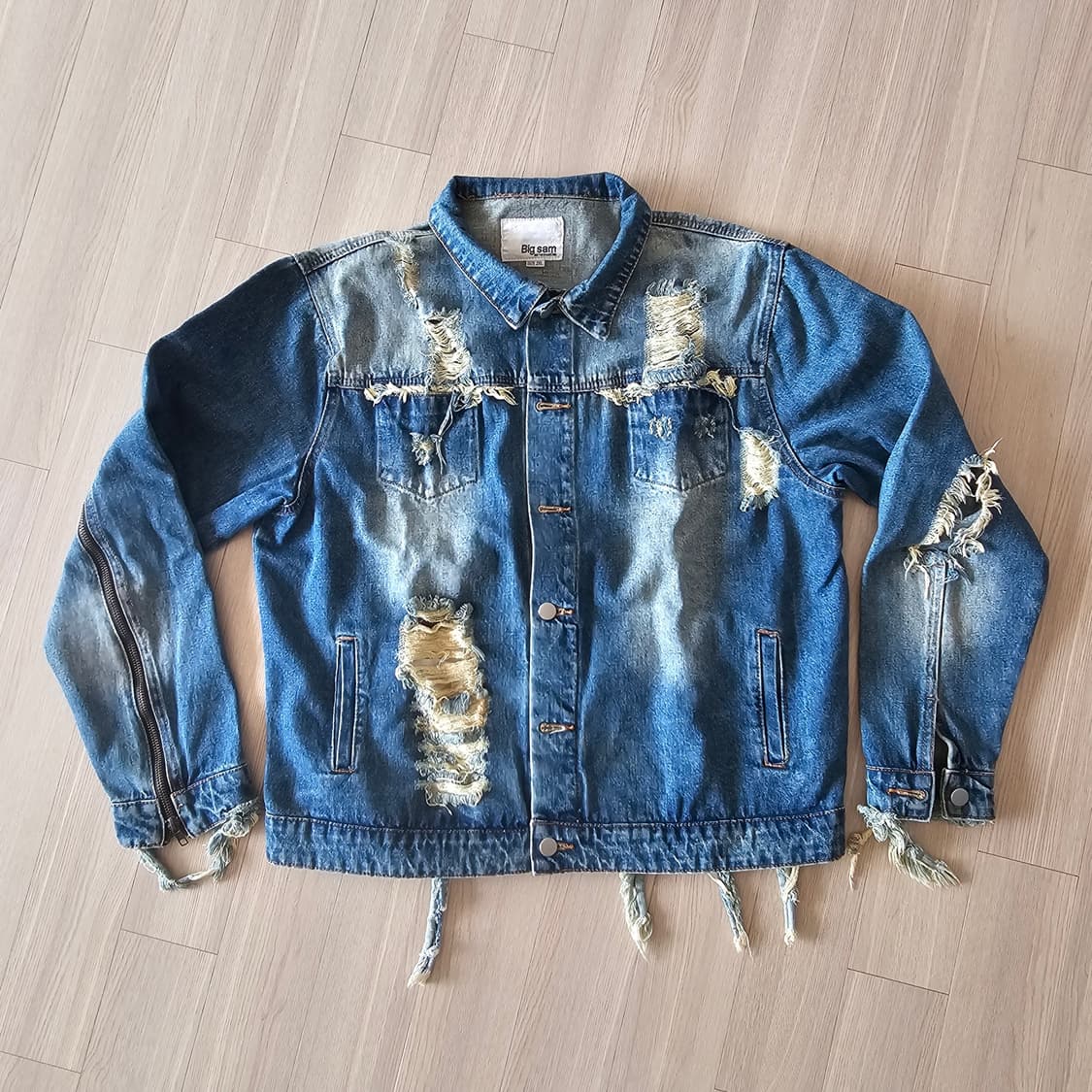 XL 105 ) Big Sam Stay High 빈티지 데미지 청자켓 상품이미지1