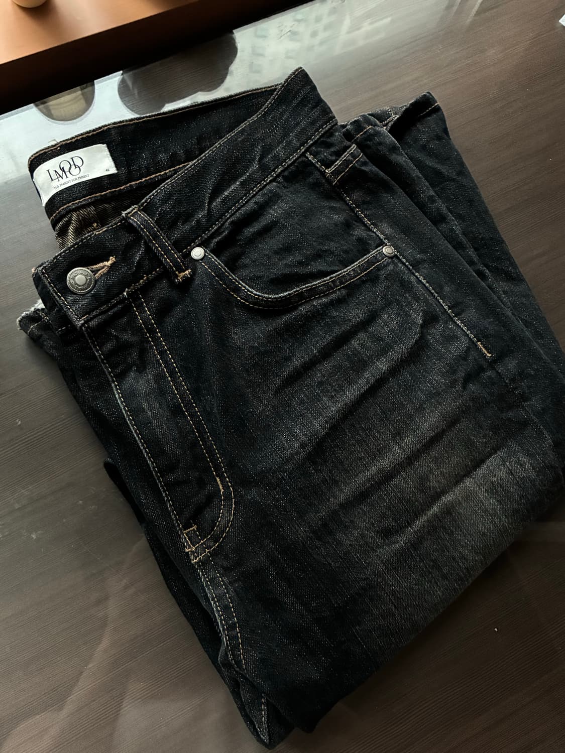 (46) 엘무드 잔느 플레어 데님 블루블랙 판매 상품이미지9