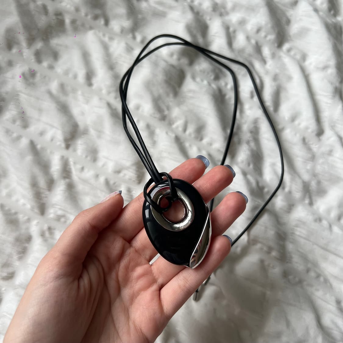 블랙 실버 오브제 롱 네크리스 🖤 상품이미지6