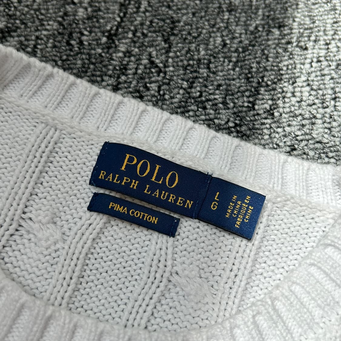 폴로 랄프로렌 케이블 화이트 니트 반팔 상품이미지6