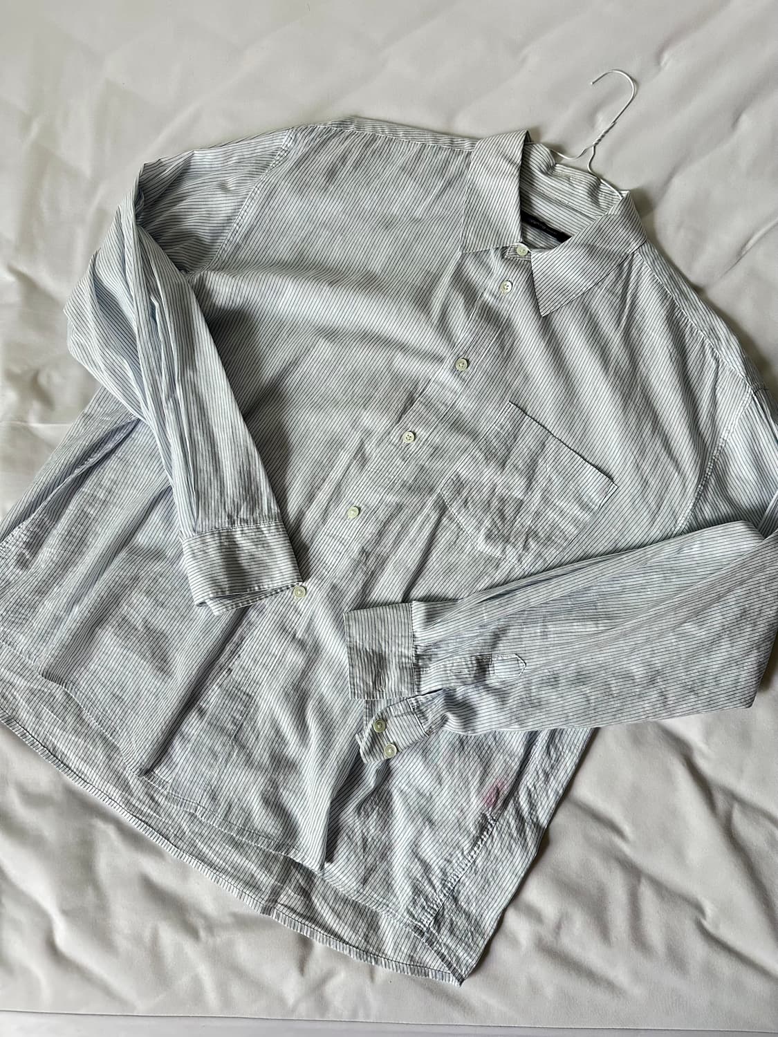 (3) 해칭룸 클래식 셔츠 CRINKLE STRIPE WHITE/BLUE 상품이미지2