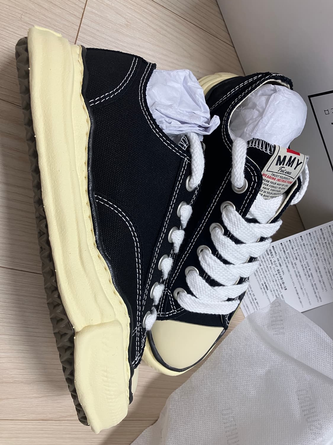 메종 미하라 야스히로 피터슨 VL OG솔 캔버스 로우탑스니커즈 블랙 38 상품이미지8