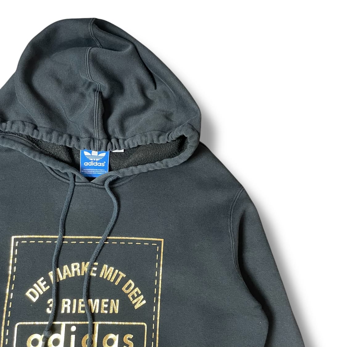 아디다스 골드 프린팅 불랙 후드티 90 상품이미지3