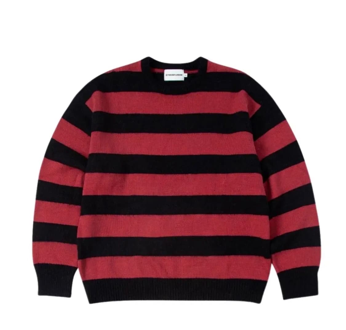 더바이닐하우스 모헤어 볼드 스트라이프 스웨터 레드 L 상품이미지1