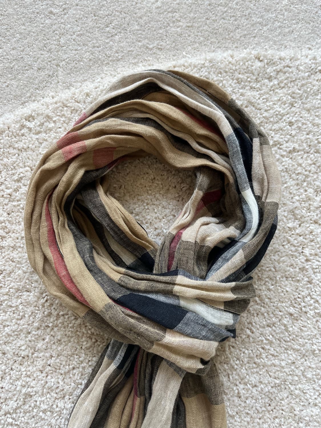 버버리 린넨 체크 스카프 상품이미지3