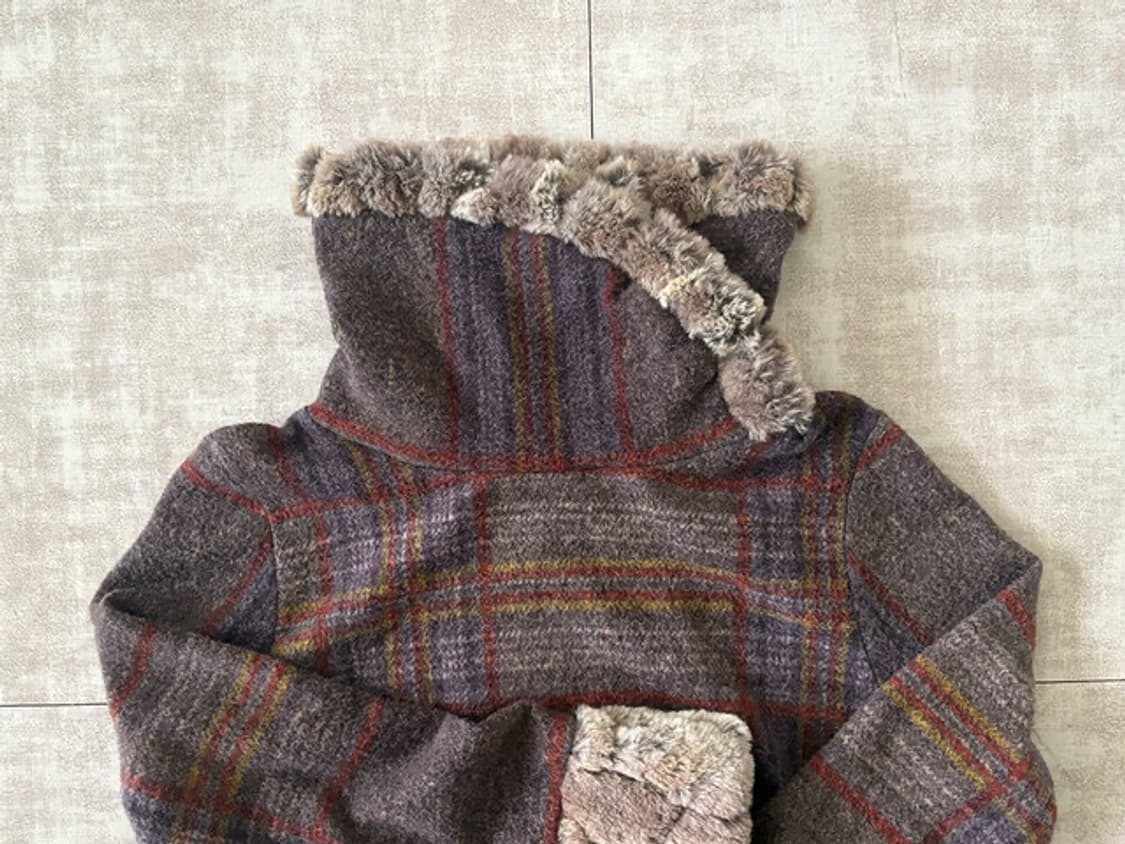 check wool fur turtleneck top 상품이미지3