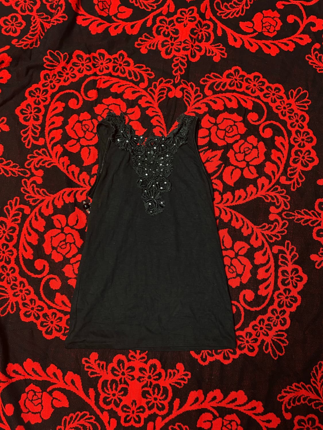 Vintage Gothic grunge floral stones top 상품이미지2