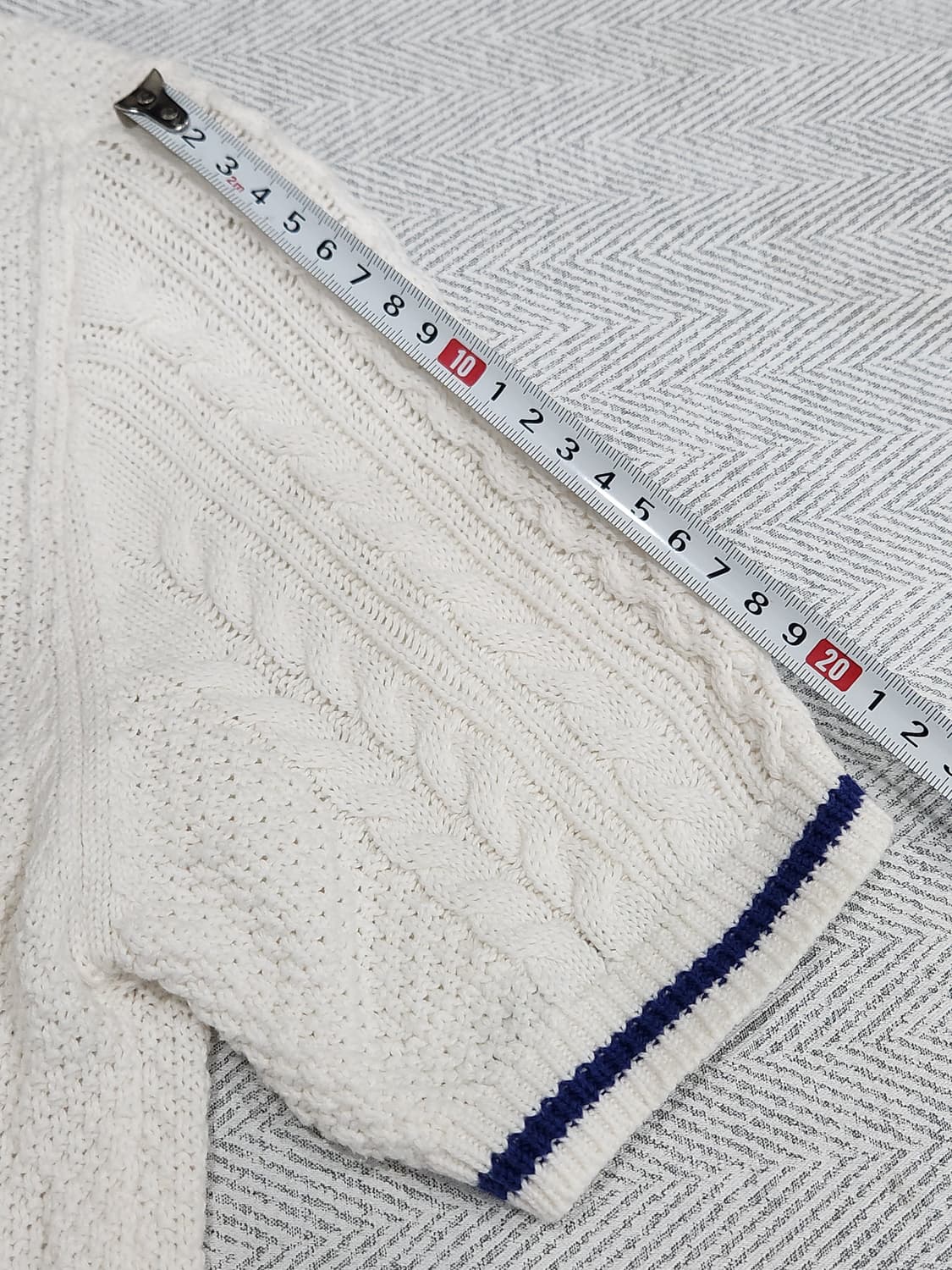 [M] 제너럴아이디어 케이블 반팔 니트 화이트 상품이미지7