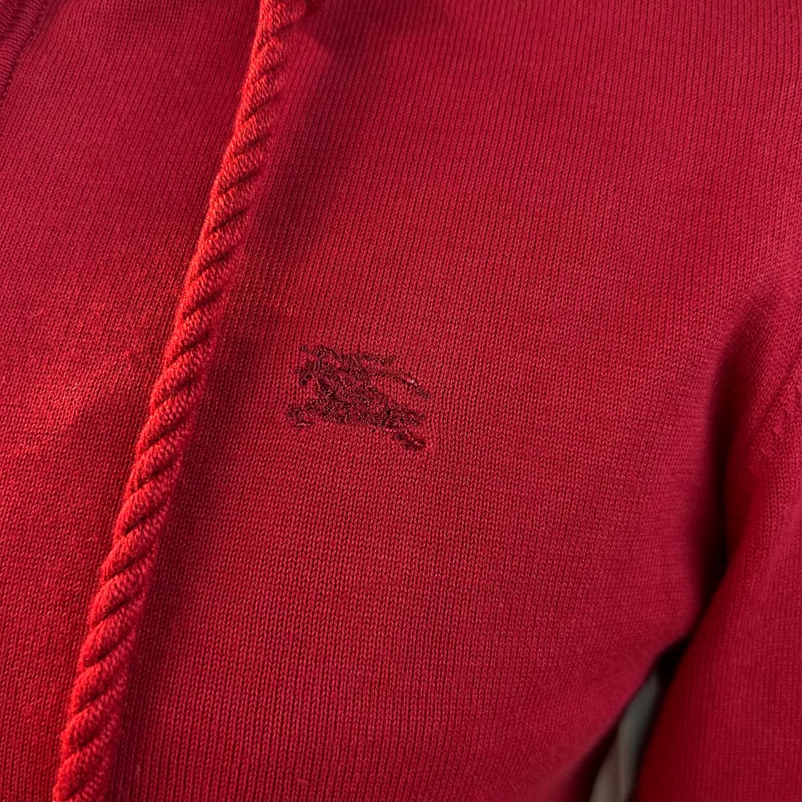 Burberry Red Logo Knit Zip-Up Hoodie 상품이미지4