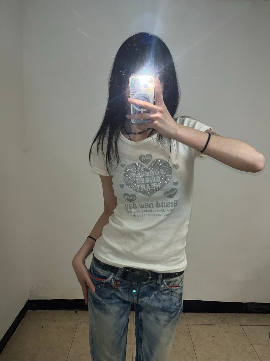 00‘s 키치 Y2K 큐빅 티셔츠 상품이미지2