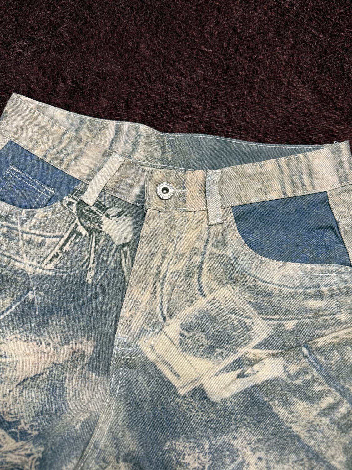 그래픽 워싱 디스트로이드 데님 팬츠  상품이미지7