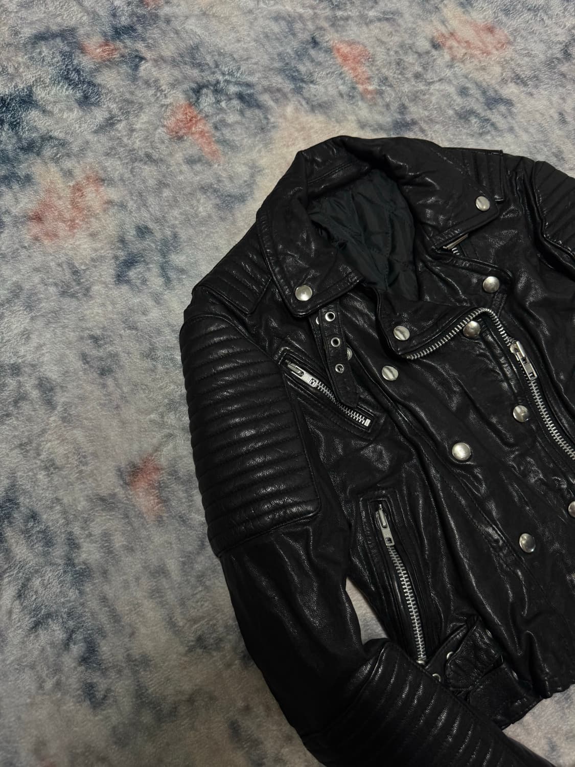 Unknown lamb skin gimmick rider jacket 상품이미지3