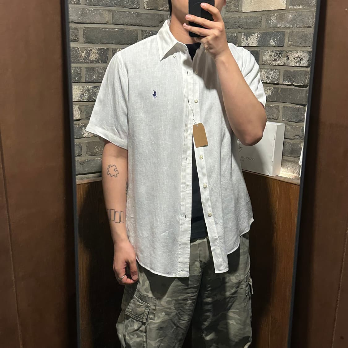 L) 폴로 랄프로렌 클래식핏 화이트 린넨 셔츠 T93 상품이미지8