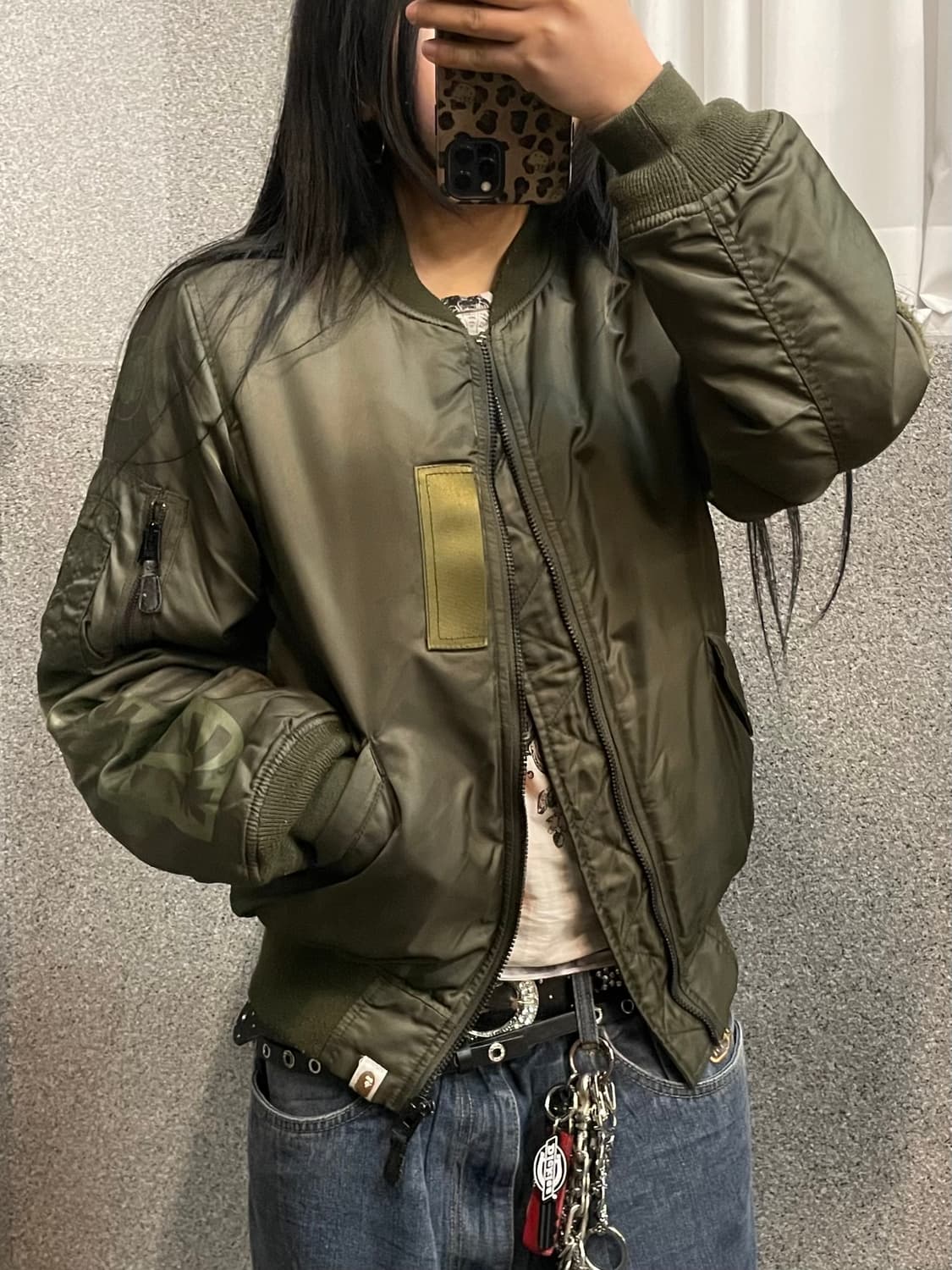BAPE Shark MA-1 Olive Drap Bomber Jacket 상품이미지1