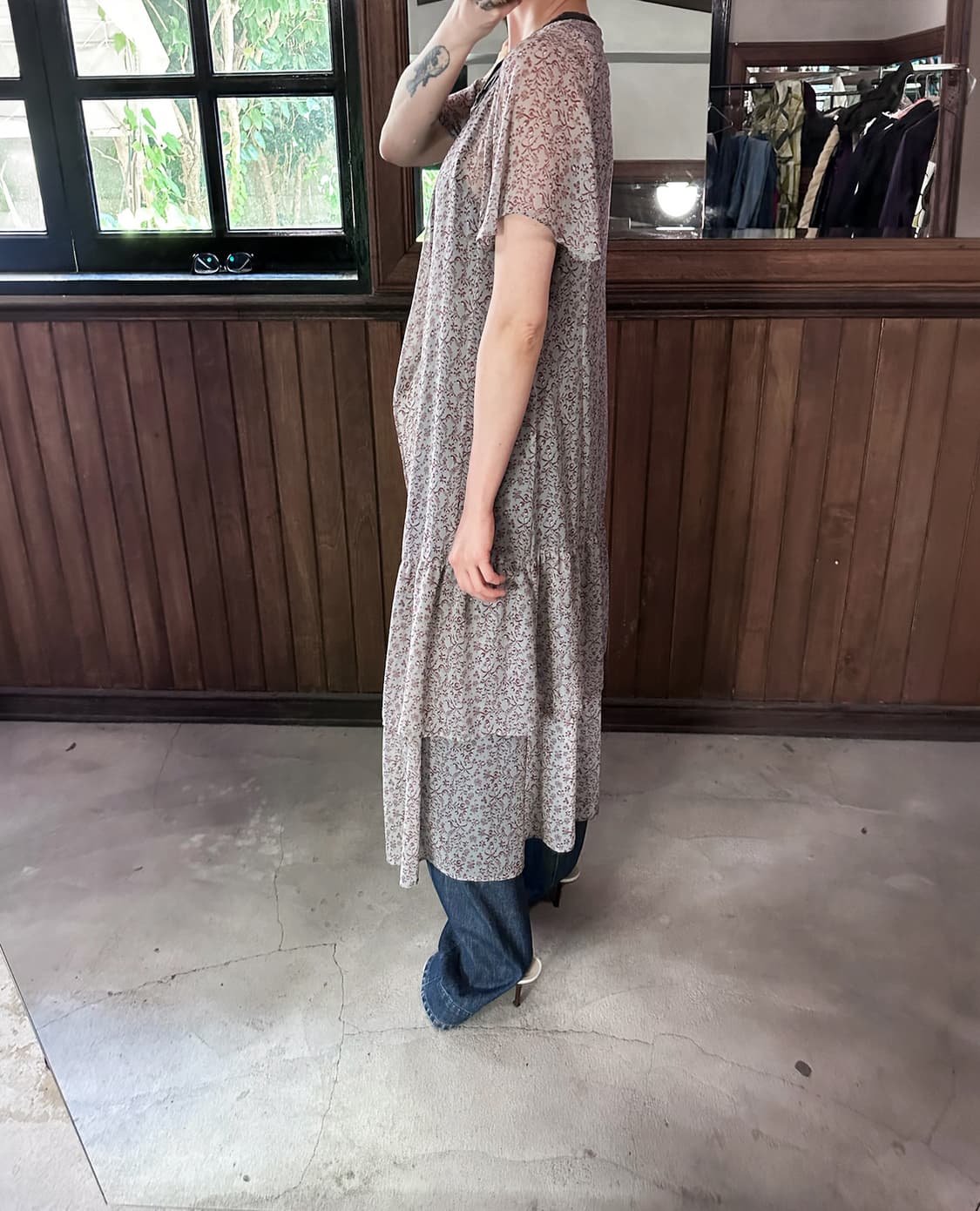 NEEDLES floral sheer wrap dress 상품이미지2